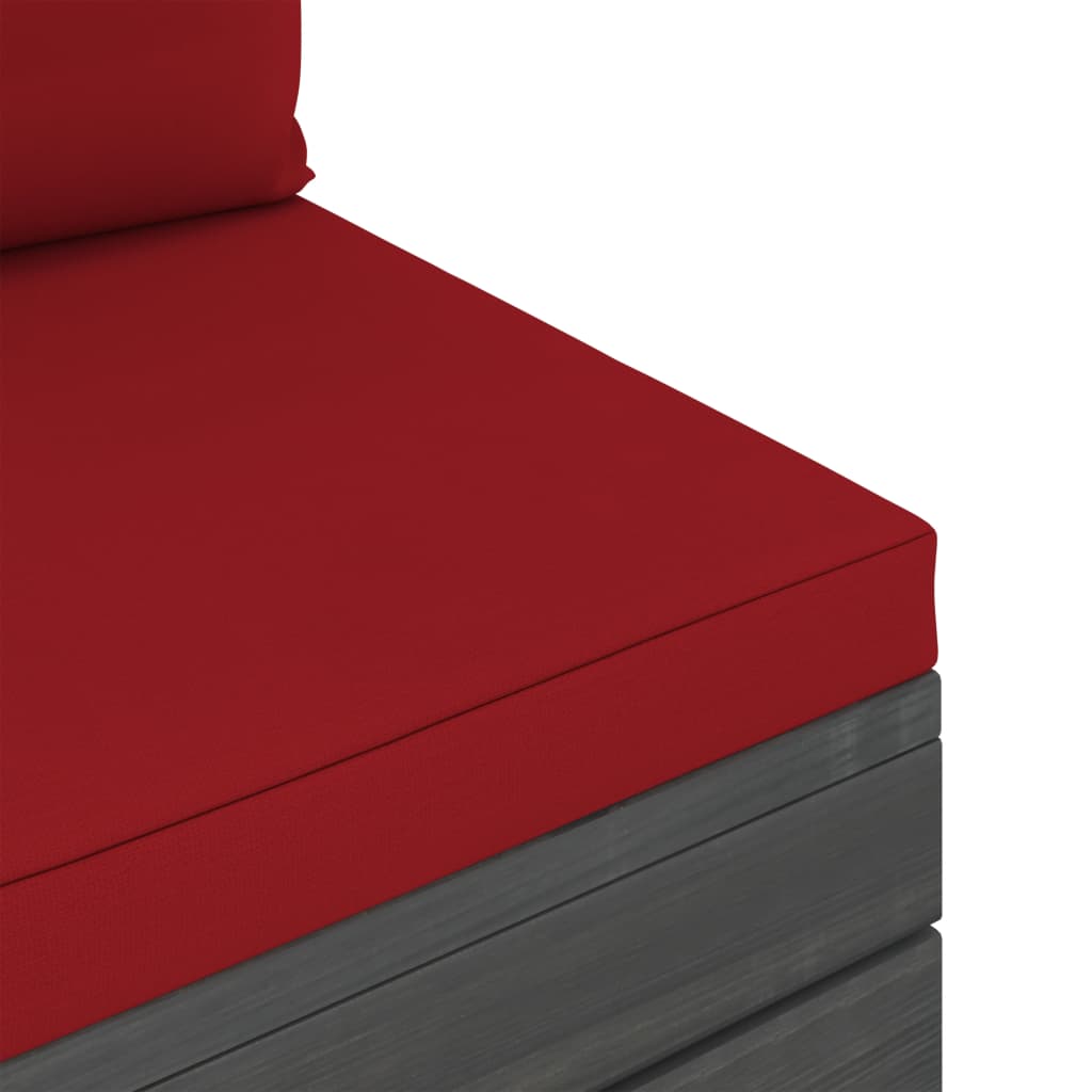 Loungeset Met Kussens Pallet Massief Grenenhout Wijnrood