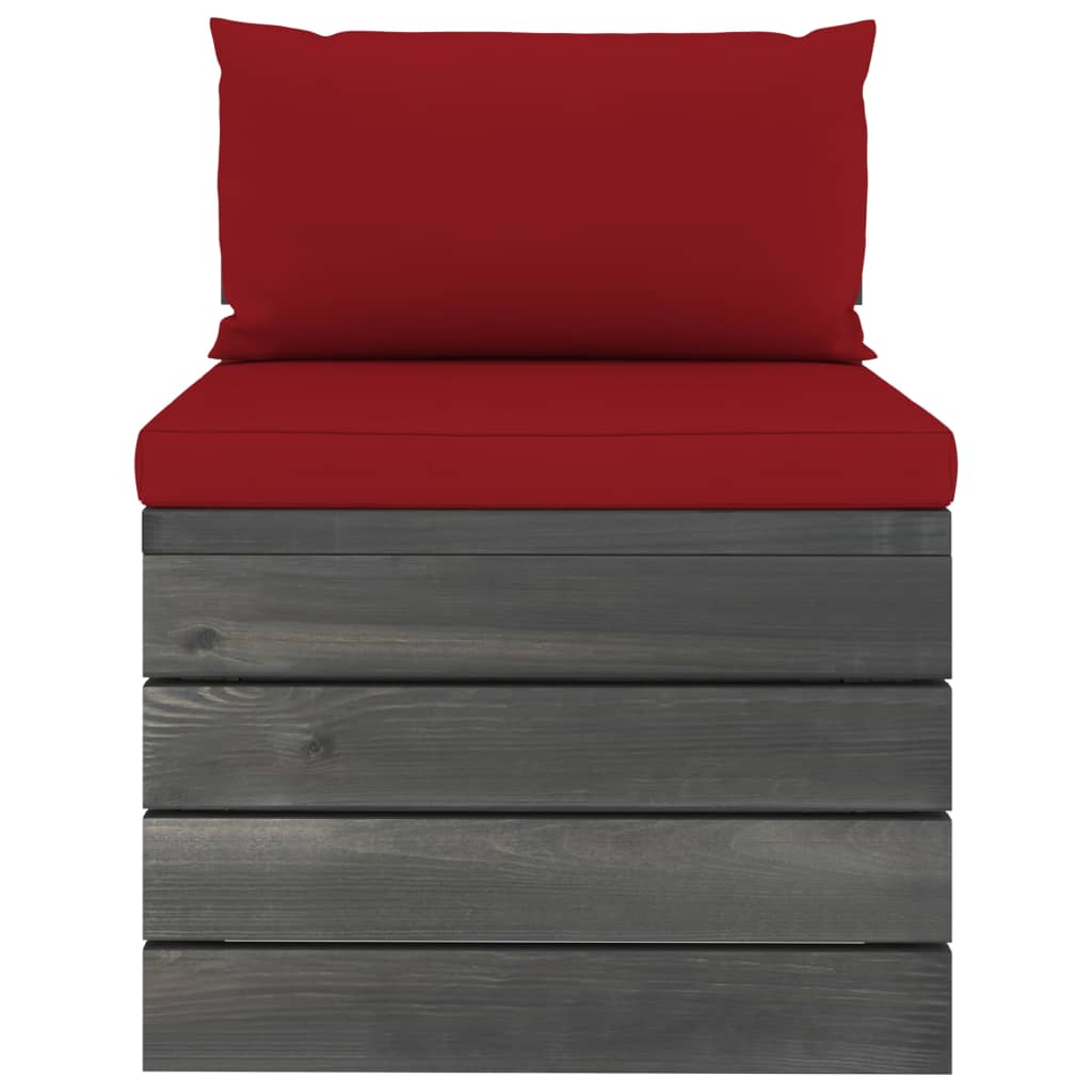 Loungeset Met Kussens Pallet Massief Grenenhout Wijnrood