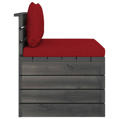 Loungeset Met Kussens Pallet Massief Grenenhout Wijnrood