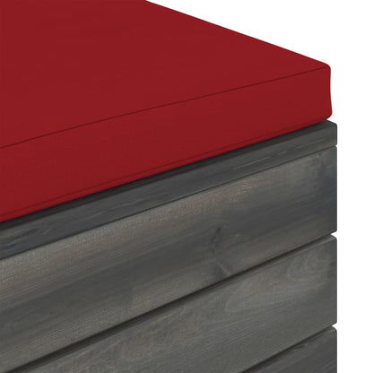 Loungeset Met Kussens Pallet Massief Grenenhout Wijnrood