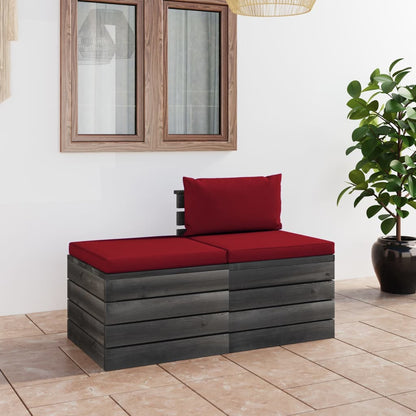 Loungeset Met Kussens Pallet Massief Grenenhout Wijnrood