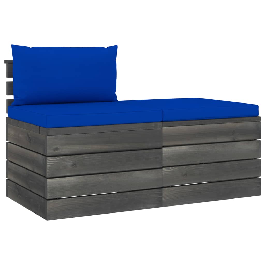 2-Delige Loungeset Met Kussens Pallet Massief Grenenhout Blauw