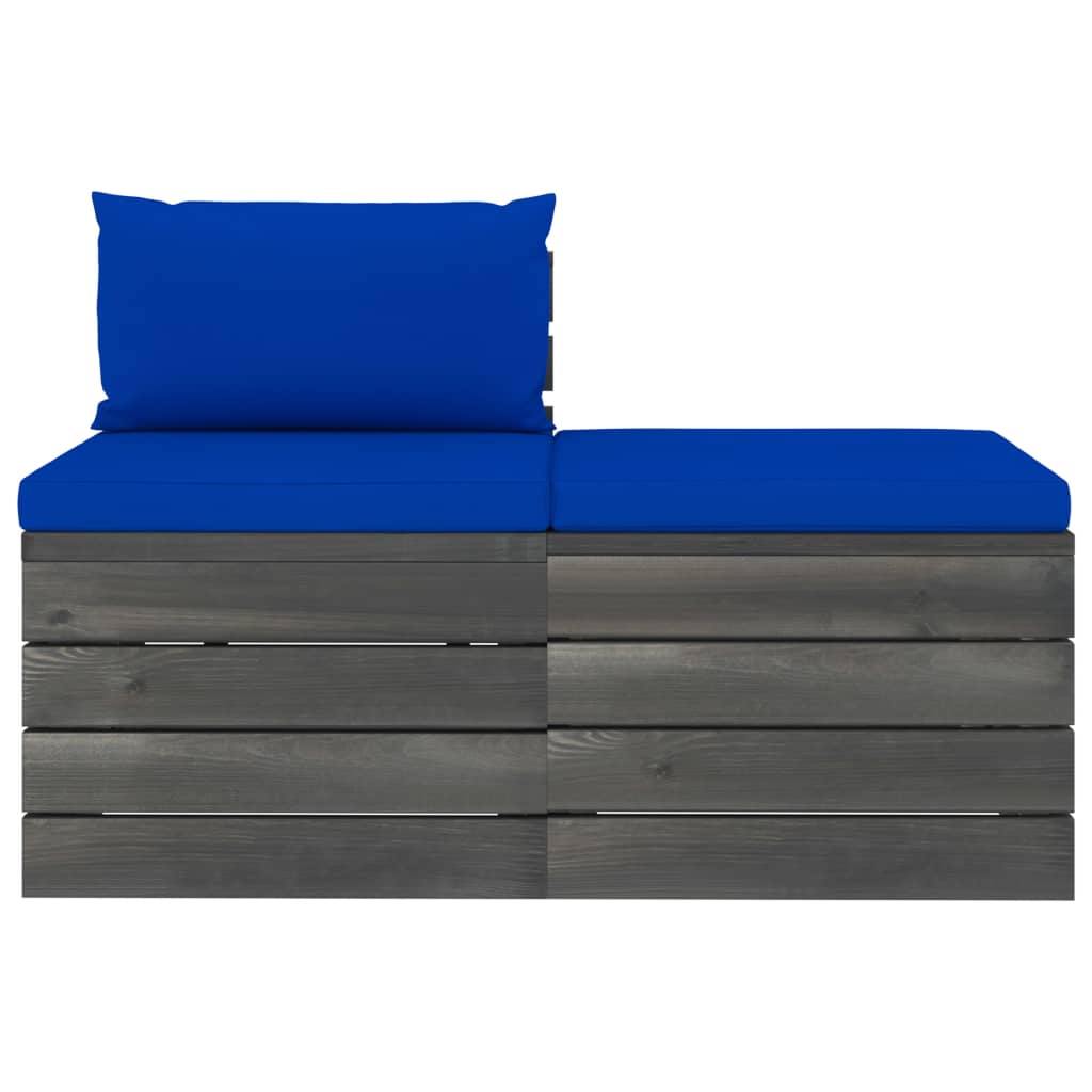 2-Delige Loungeset Met Kussens Pallet Massief Grenenhout Blauw