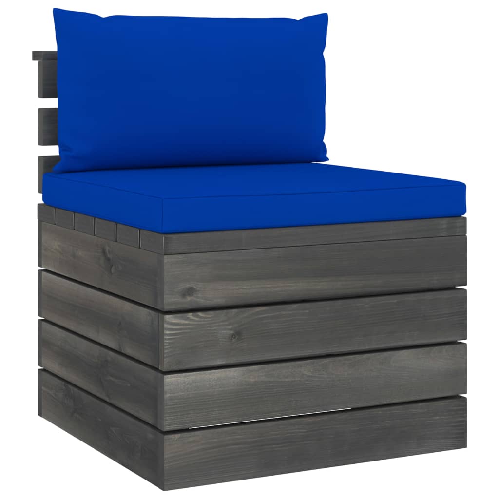 2-Delige Loungeset Met Kussens Pallet Massief Grenenhout Blauw
