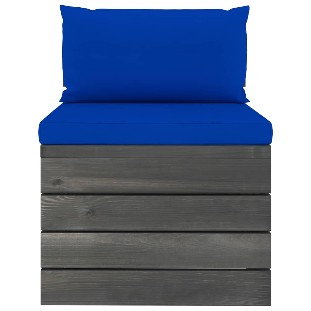 2-Delige Loungeset Met Kussens Pallet Massief Grenenhout Blauw