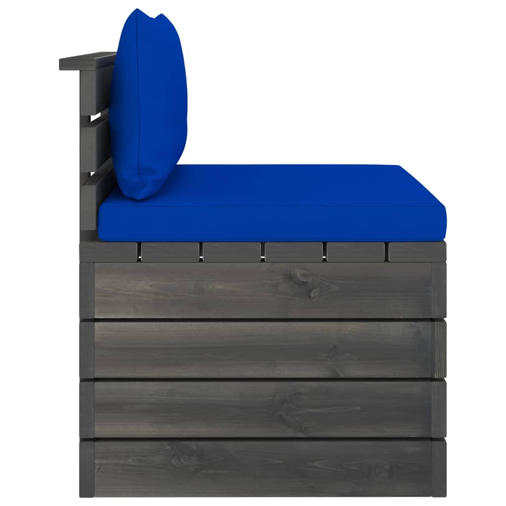 2-Delige Loungeset Met Kussens Pallet Massief Grenenhout Blauw