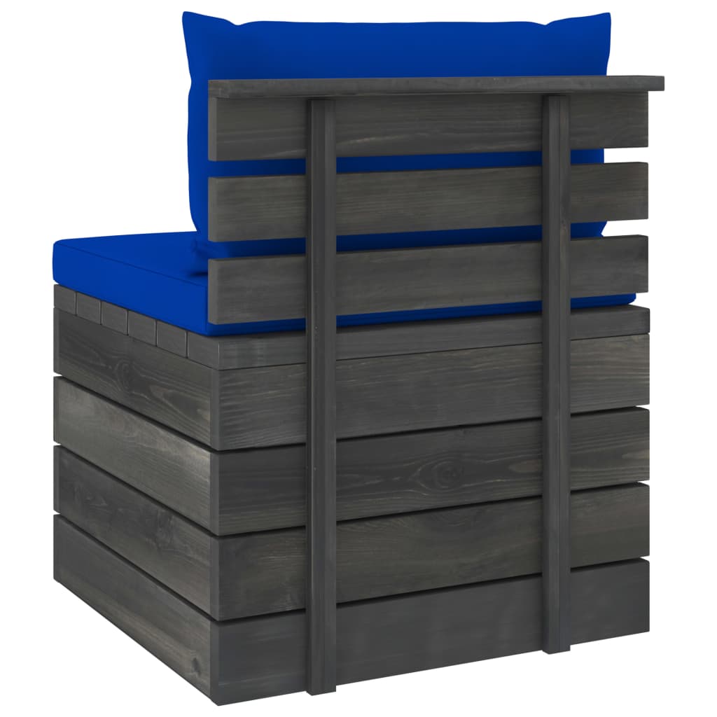 2-Delige Loungeset Met Kussens Pallet Massief Grenenhout Blauw