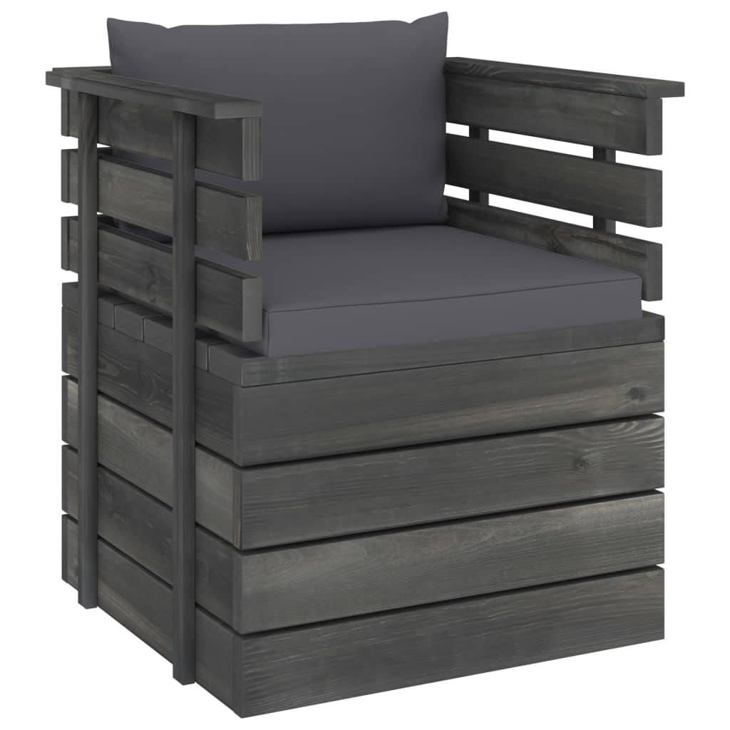 Tuin Met Kussens Pallet Grenenhout Antraciet Fauteuil
