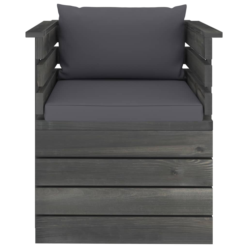 Tuin Met Kussens Pallet Grenenhout Antraciet Fauteuil