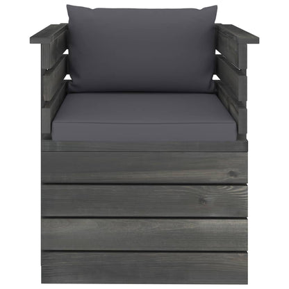 Tuin Met Kussens Pallet Grenenhout Antraciet Fauteuil