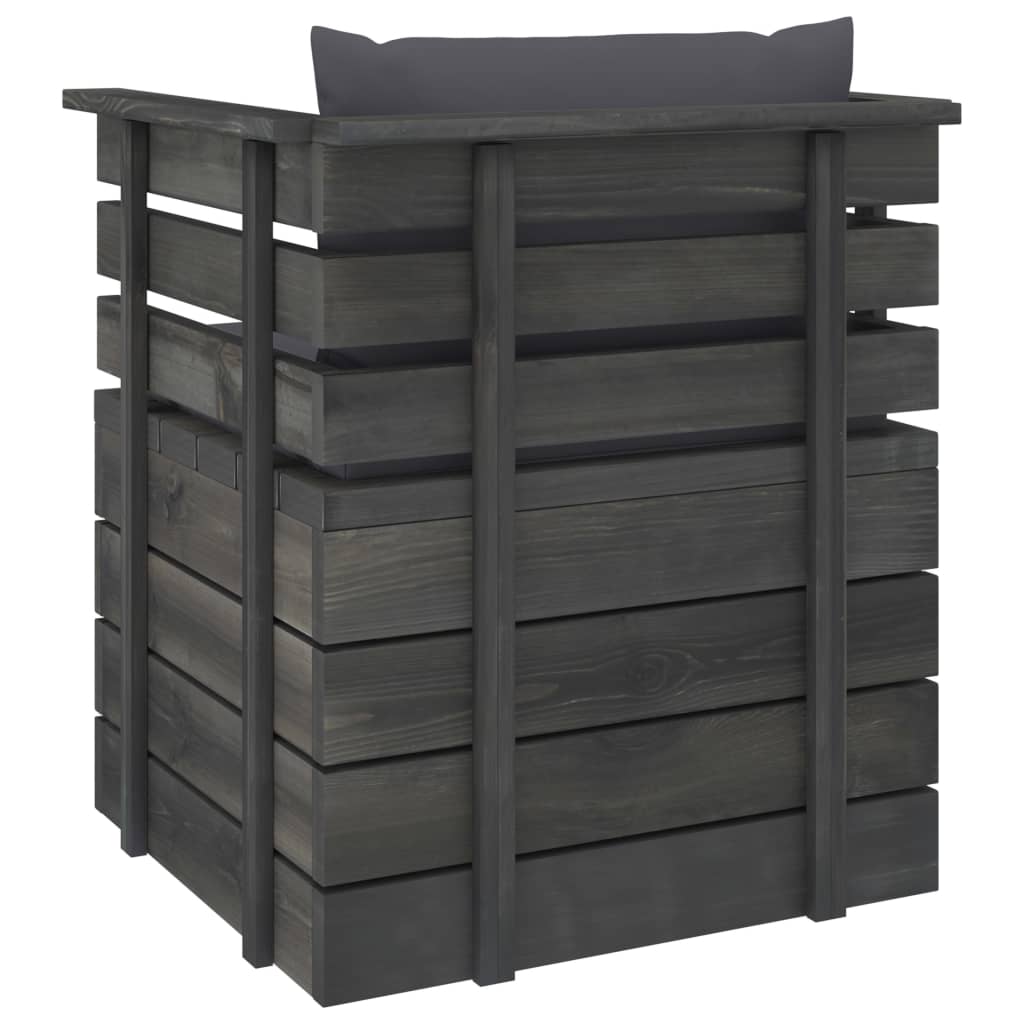 Tuin Met Kussens Pallet Grenenhout Antraciet Fauteuil