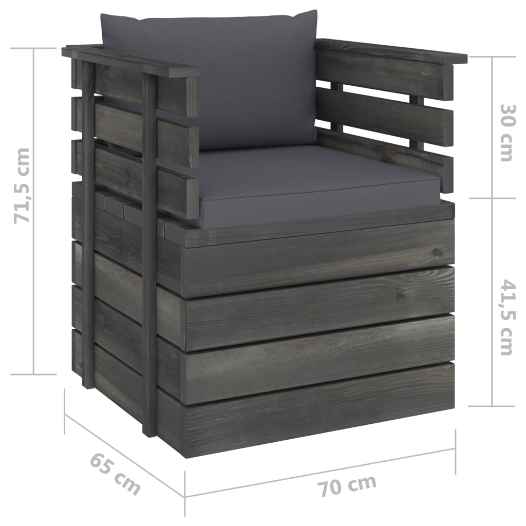 Tuin Met Kussens Pallet Grenenhout Antraciet Fauteuil