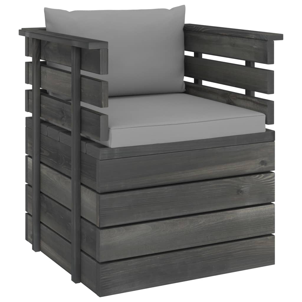 Tuin Met Kussens Pallet Grenenhout Grijs Fauteuil