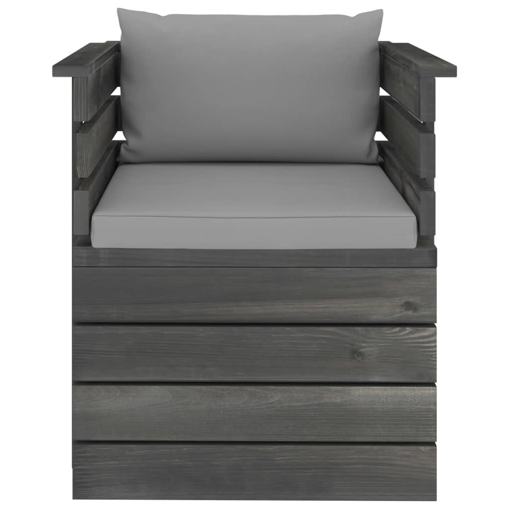 Tuin Met Kussens Pallet Grenenhout Grijs Fauteuil