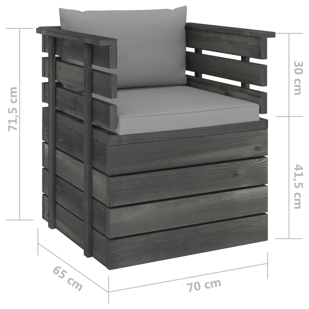 Tuin Met Kussens Pallet Grenenhout Grijs Fauteuil
