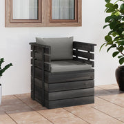 Tuinfauteuil grenenhout grijs kussens 70x65x71,5 cm