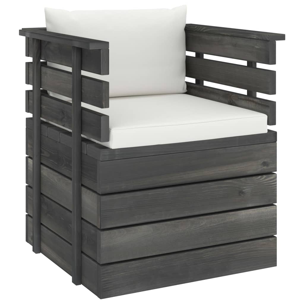 Tuin Met Kussens Pallet Grenenhout Crème Fauteuil