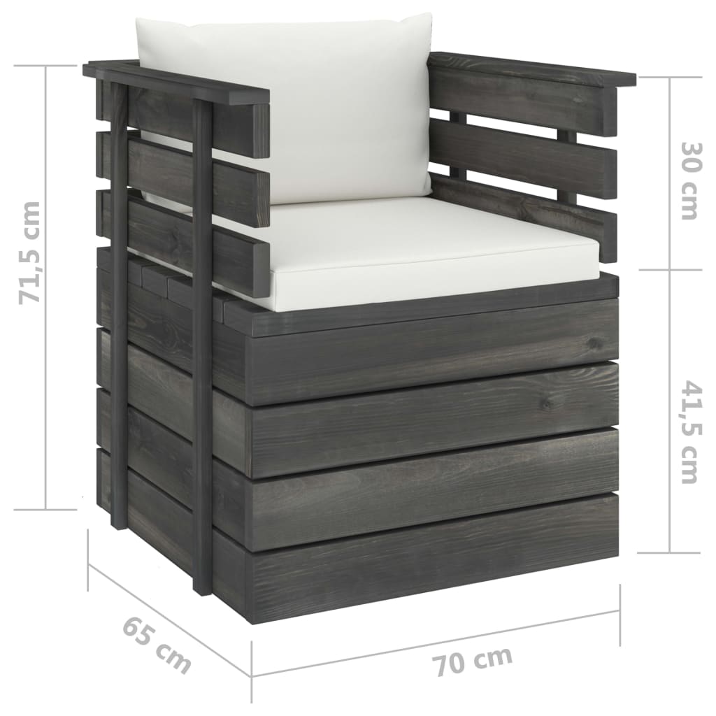 Tuin Met Kussens Pallet Grenenhout Crème Fauteuil
