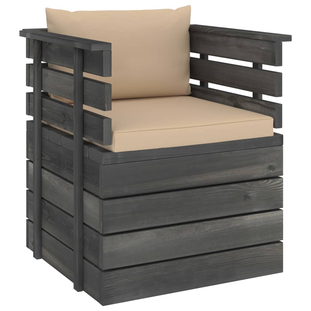 Tuin Met Kussens Pallet Grenenhout Beige Fauteuil