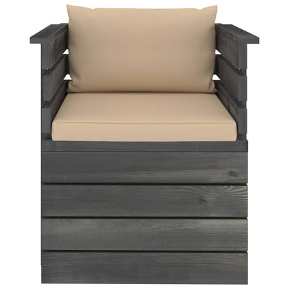Tuin Met Kussens Pallet Grenenhout Beige Fauteuil