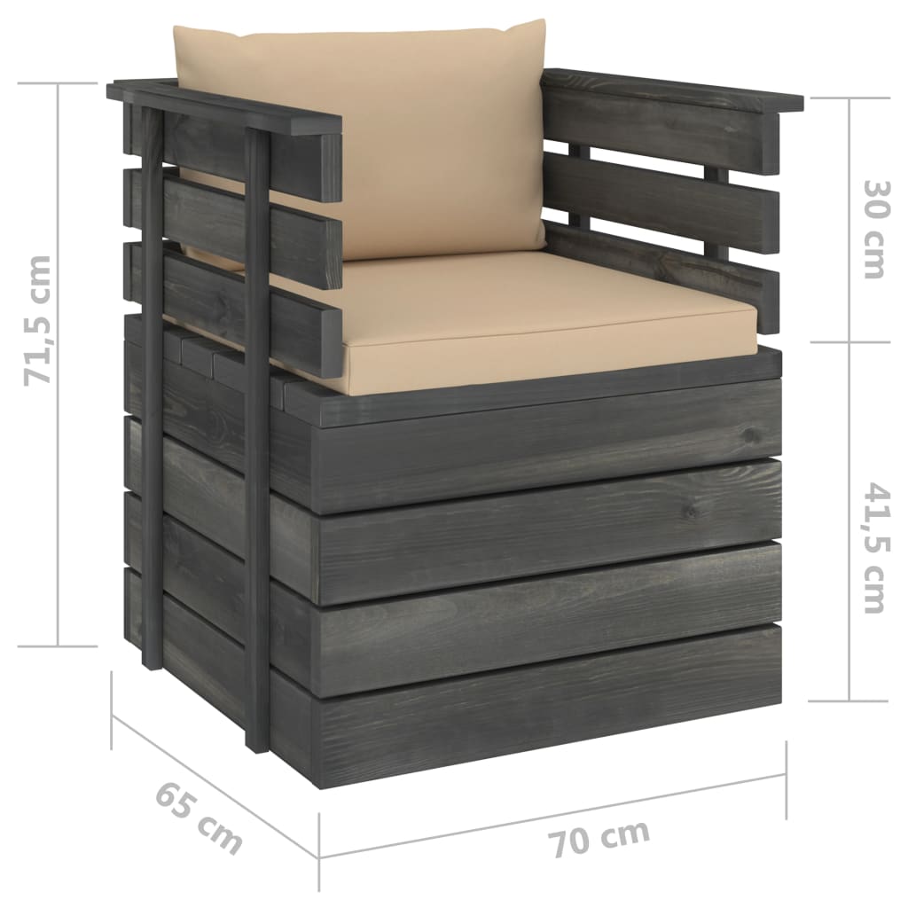 Tuin Met Kussens Pallet Grenenhout Beige Fauteuil