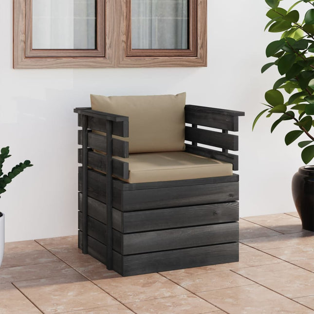 Tuin Met Kussens Pallet Grenenhout Beige Fauteuil