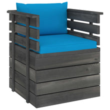 Tuin Met Kussens Pallet Grenenhout lichtblauw Fauteuil