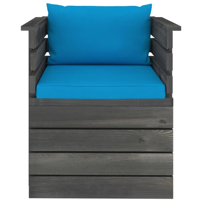 Tuin Met Kussens Pallet Grenenhout lichtblauw Fauteuil
