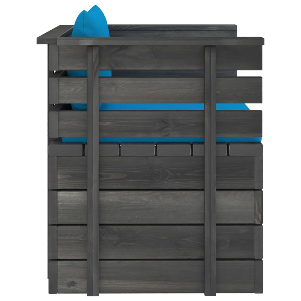 Tuin Met Kussens Pallet Grenenhout lichtblauw Fauteuil