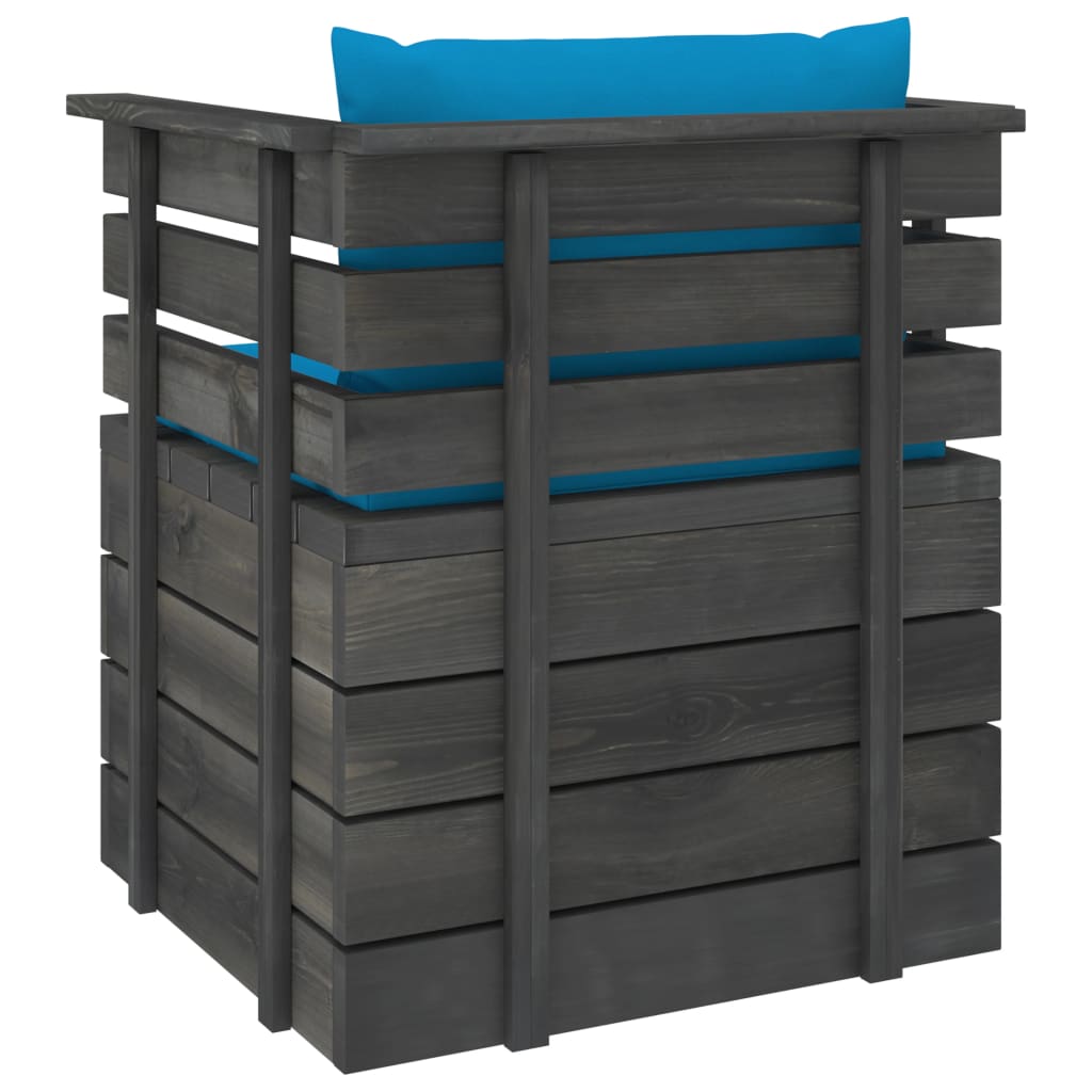 Tuin Met Kussens Pallet Grenenhout lichtblauw Fauteuil