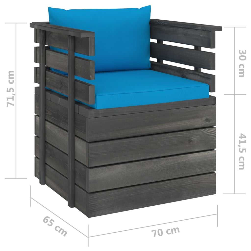 Tuin Met Kussens Pallet Grenenhout lichtblauw Fauteuil