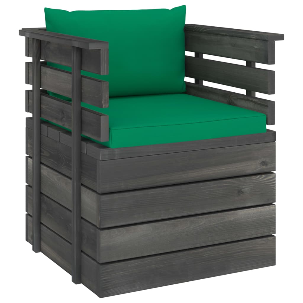 Tuinfauteuil Met Kussens Pallet Grenenhout 1 Groen