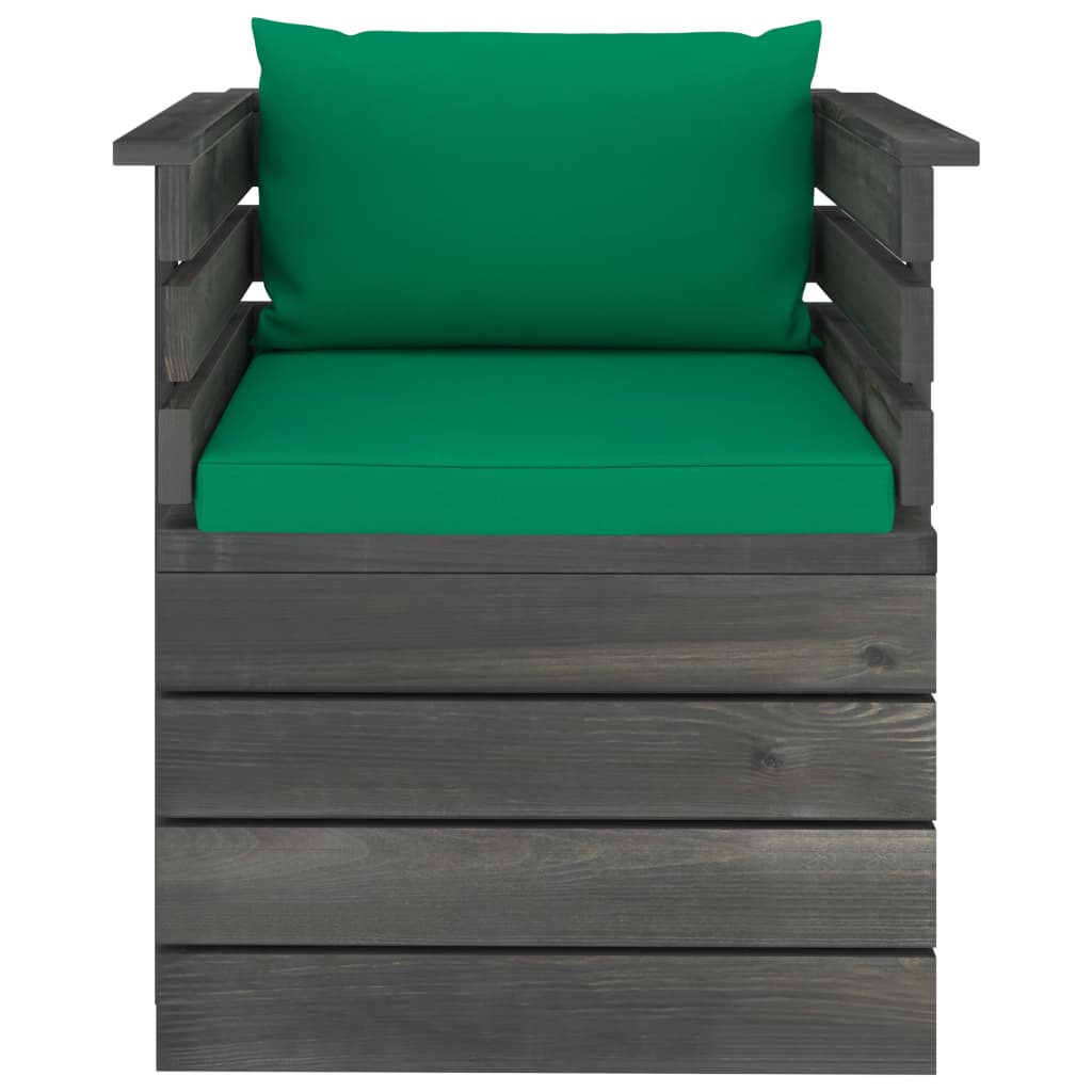 Tuinfauteuil Met Kussens Pallet Grenenhout 1 Groen