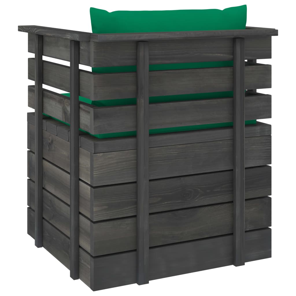 Tuinfauteuil Met Kussens Pallet Grenenhout 1 Groen