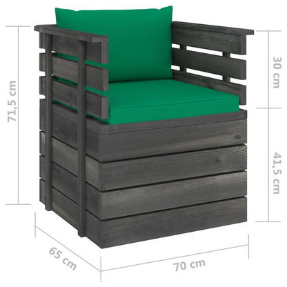 Tuinfauteuil Met Kussens Pallet Grenenhout 1 Groen