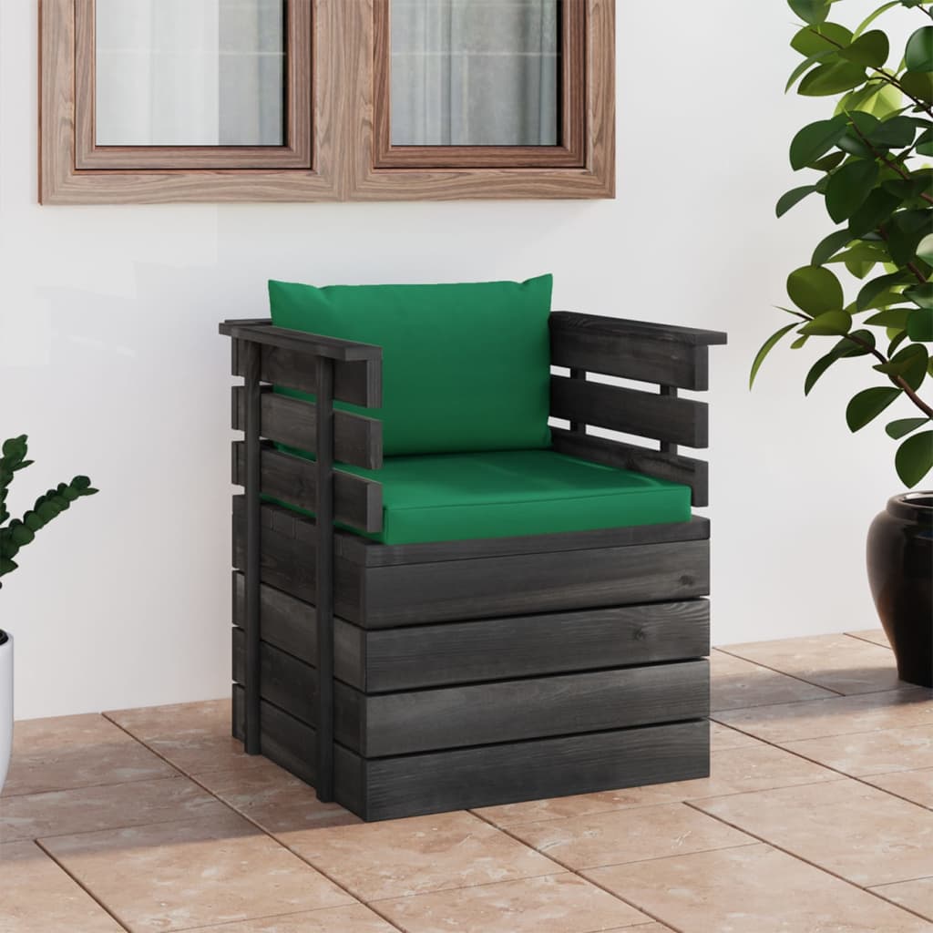Tuinfauteuil Met Kussens Pallet Grenenhout 1 Groen