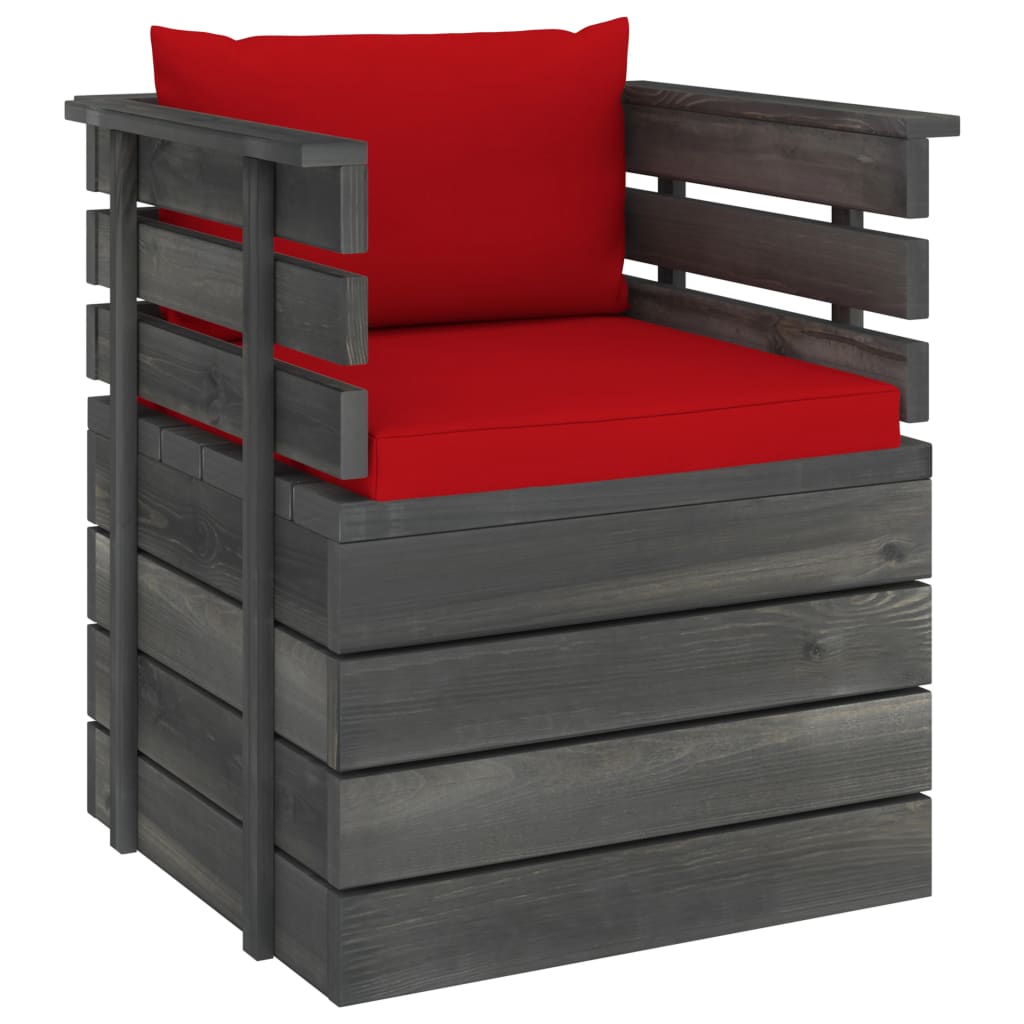 Tuin Met Kussens Pallet Grenenhout Rood Fauteuil