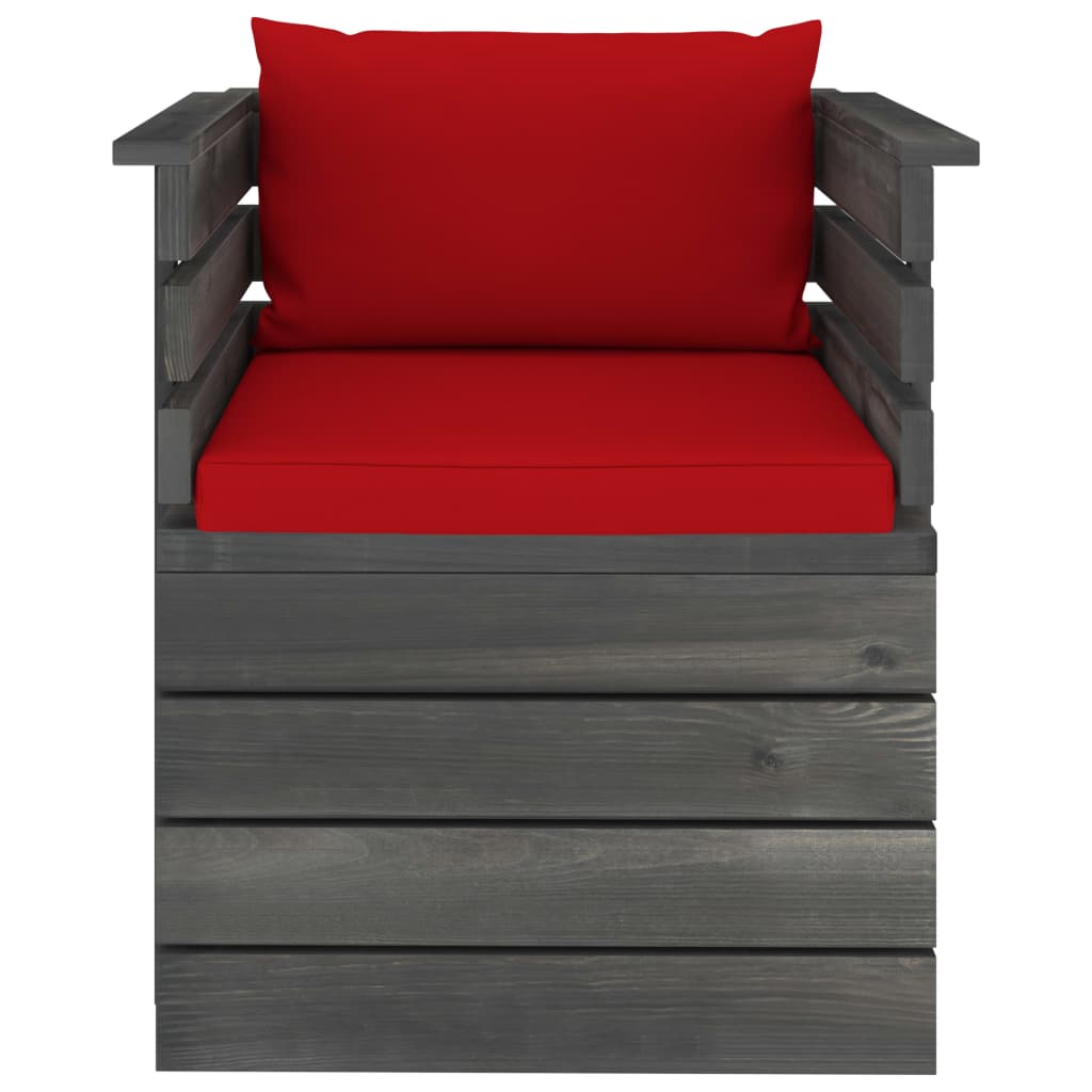 Tuin Met Kussens Pallet Grenenhout Rood Fauteuil
