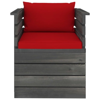 Tuin Met Kussens Pallet Grenenhout Rood Fauteuil