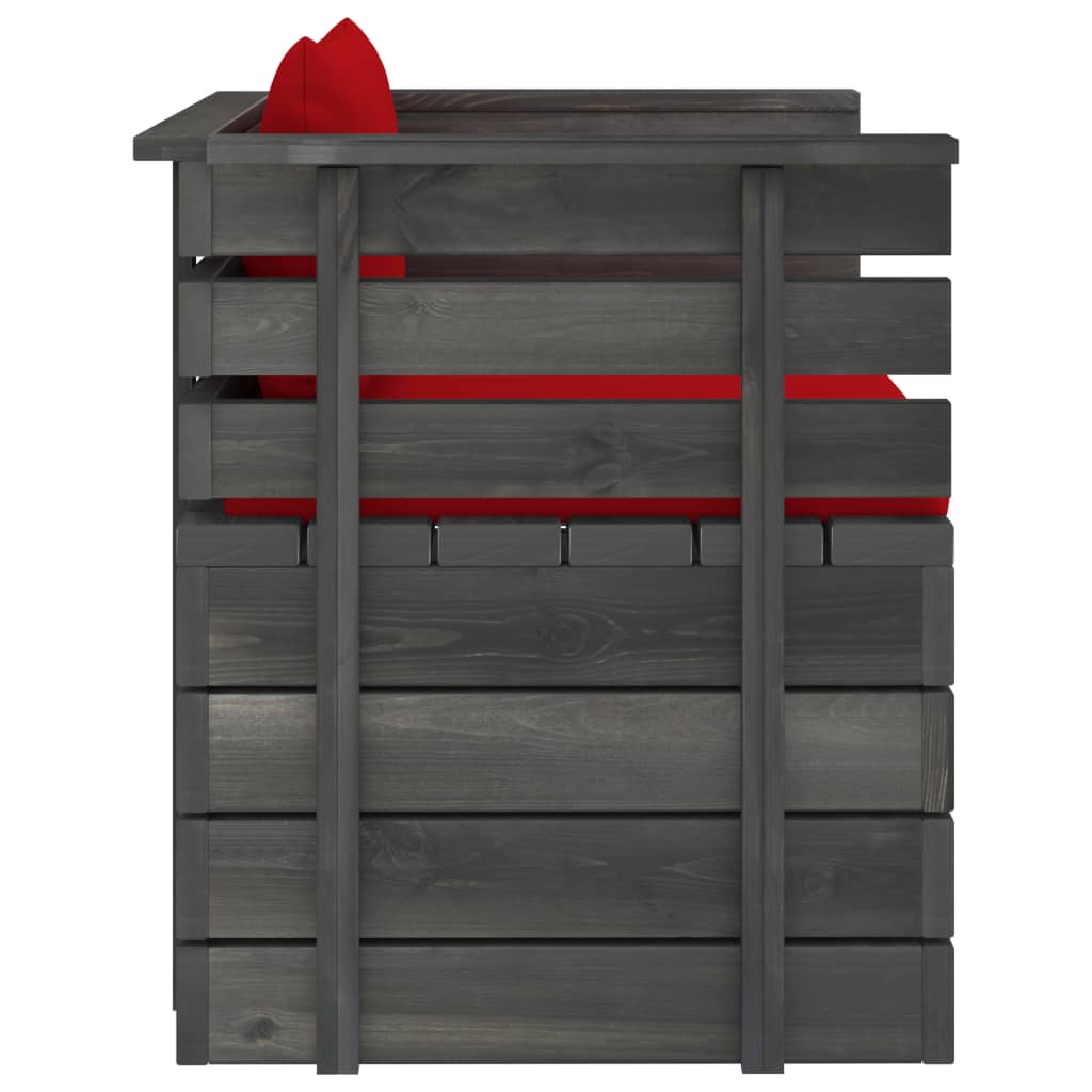 Tuin Met Kussens Pallet Grenenhout Rood Fauteuil