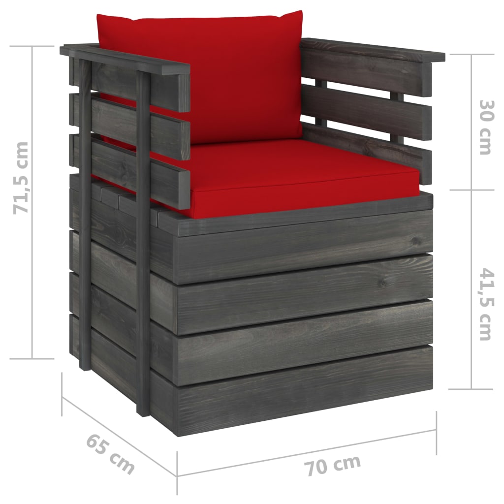Tuin Met Kussens Pallet Grenenhout Rood Fauteuil