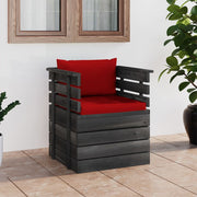 Tuinfauteuil grenenhout met kussens rood 70x65x71,5 cm
