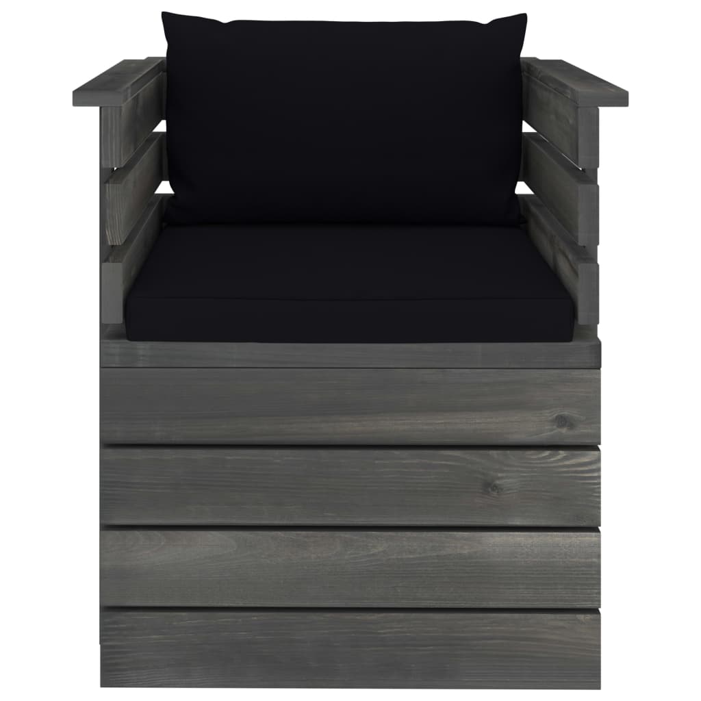 Tuin Met Kussens Pallet Grenenhout Zwart Fauteuil