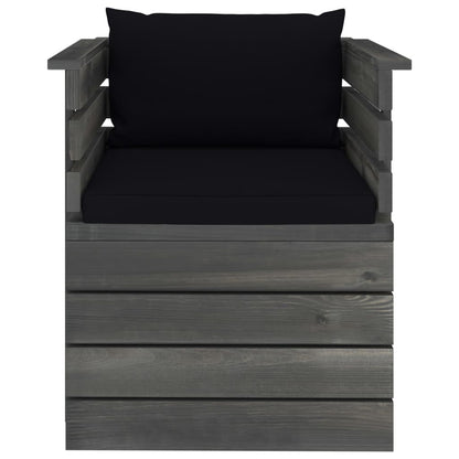 Tuin Met Kussens Pallet Grenenhout Zwart Fauteuil