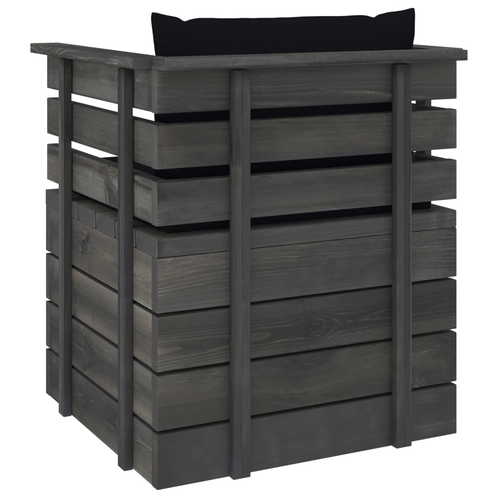 Tuin Met Kussens Pallet Grenenhout Zwart Fauteuil