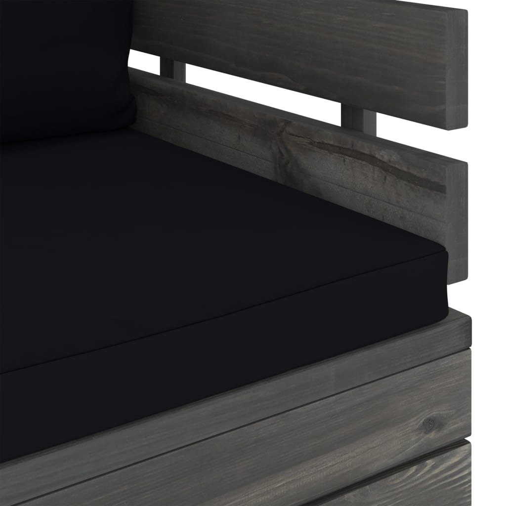 Tuin Met Kussens Pallet Grenenhout Zwart Fauteuil
