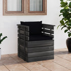 Tuin Met Kussens Pallet Grenenhout Zwart Fauteuil