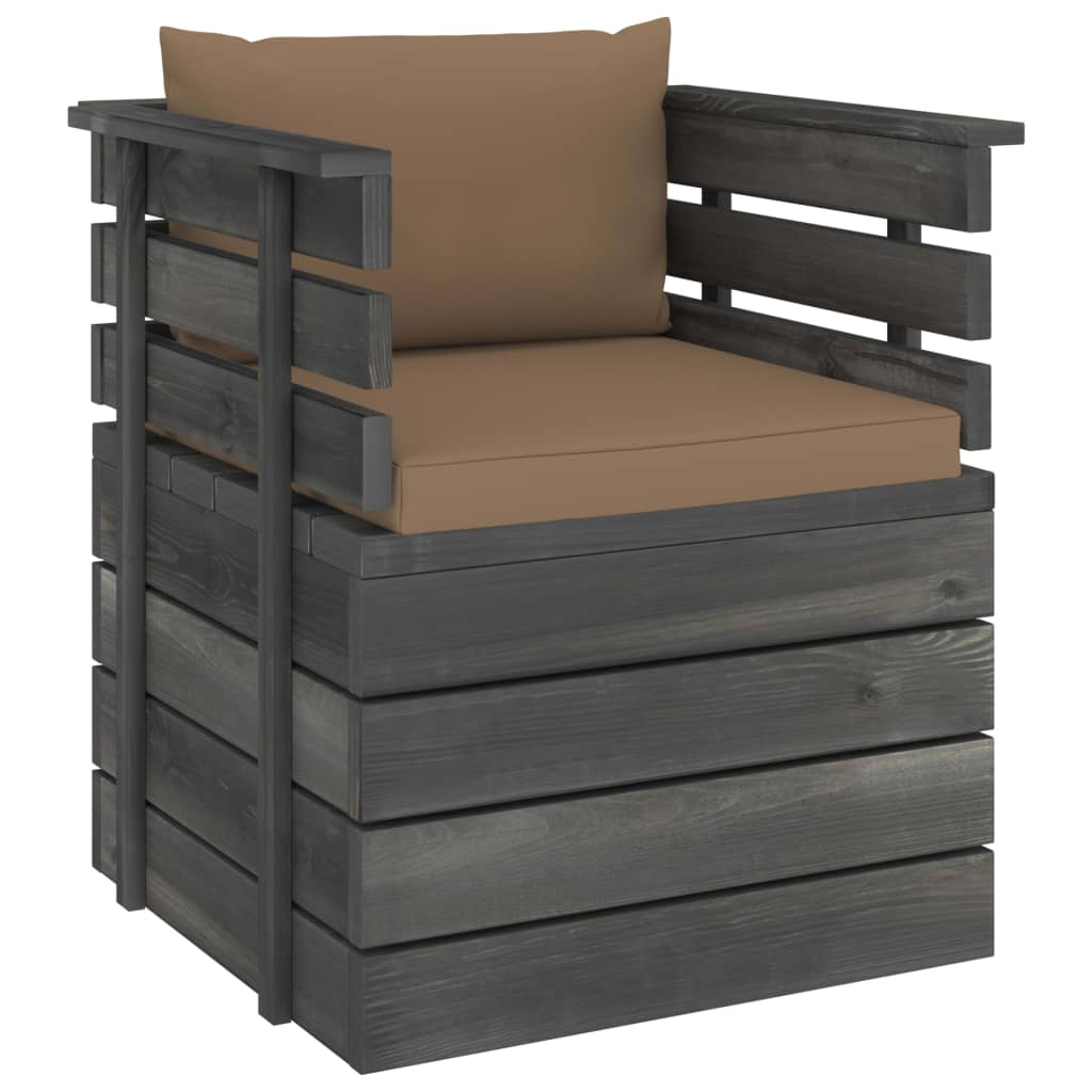 Tuin Met Kussens Pallet Grenenhout Taupe Fauteuil