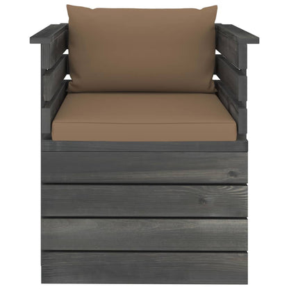 Tuin Met Kussens Pallet Grenenhout Taupe Fauteuil