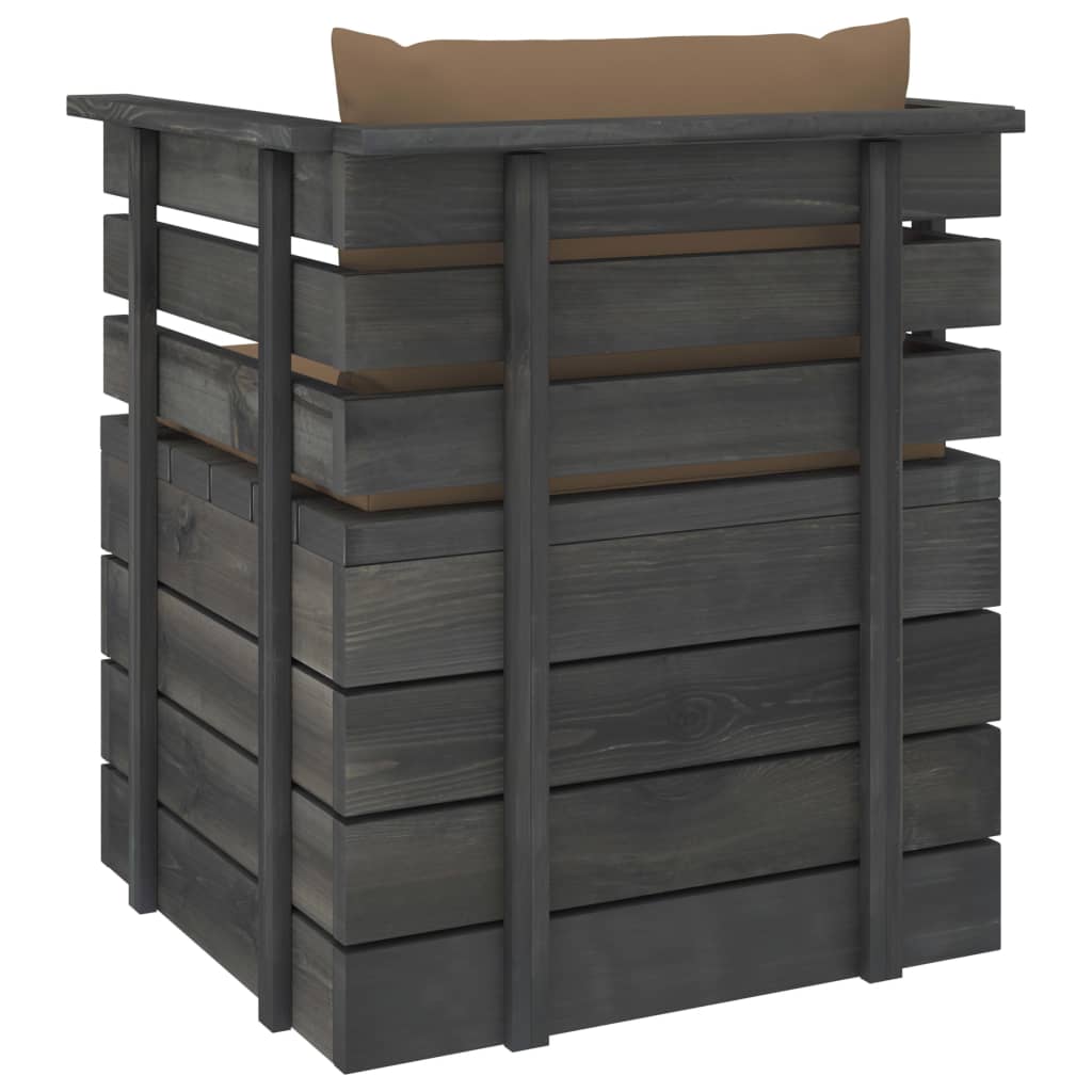 Tuin Met Kussens Pallet Grenenhout Taupe Fauteuil